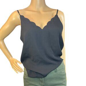 (5 for $25) Socialite Scallop Trim Cami in Black Size XS